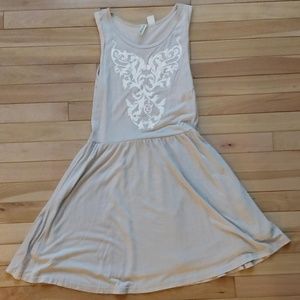 Taupe Dress with White Embellishment
